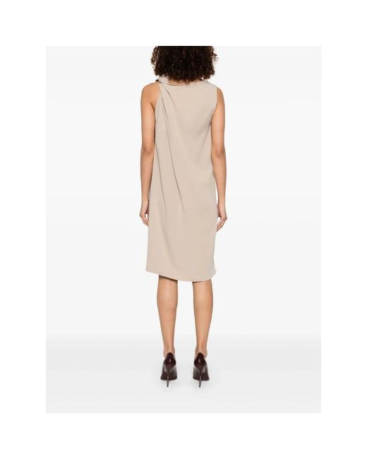 P.A.R.O.S.H. Kleedjes ,Neutrale Toon Elegante Jurk in het Natural