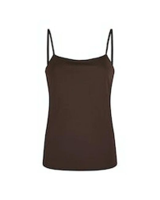 MARC AUREL Flowy Crêpe Top Met Spaghettibandjes in het Brown