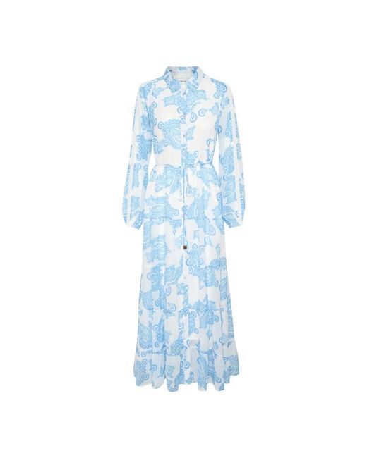 Cream Blue Shirt Dresses