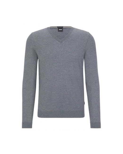 HUGO Gray V-Neck Knitwear for men