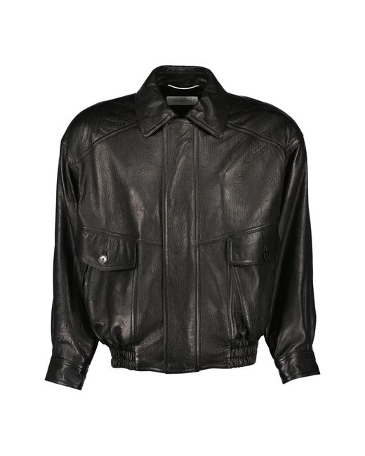 Saint Laurent Black Leather Jackets for men