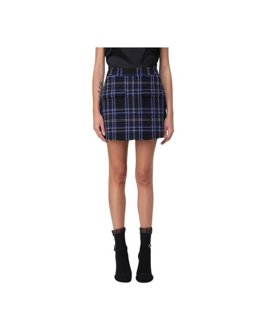 MSGM Blue Schwarzer Karierte Minirock