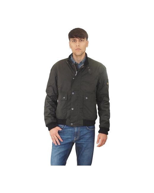 Barbour Jassen ,Groen ,Katoen Winter Bomberjack Met Gebreide Boorden in het Gray voor heren