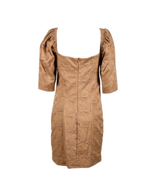 Giulia N Couture Kleedjes ,Bruin ,Katoen Katoen Elastaan Jurk Voor Vrouwen in het Brown