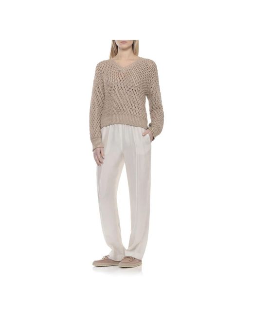 Fabiana Filippi Natural V-Neck Knitwear