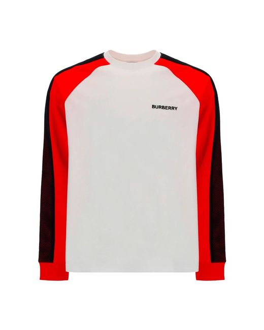 Logo long sleeved t shirt di Burberry in Red da Uomo