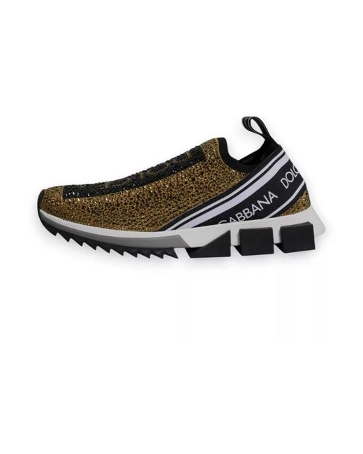 Dolce & Gabbana Black Portofino Slipon Crystal Sneaker for men