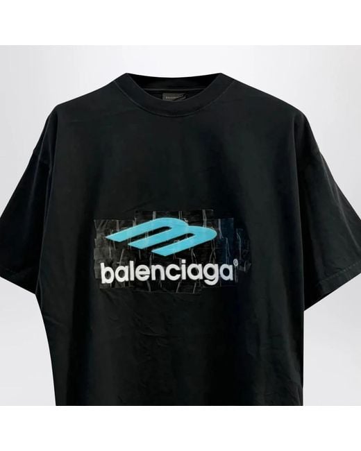 Balenciaga Black Oversized Washed 3B T-Shirt for men