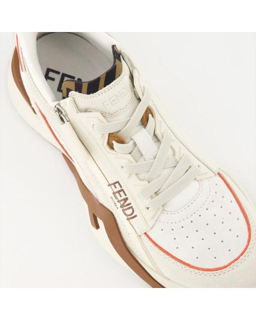 Fendi White Flow lace-up sneakers