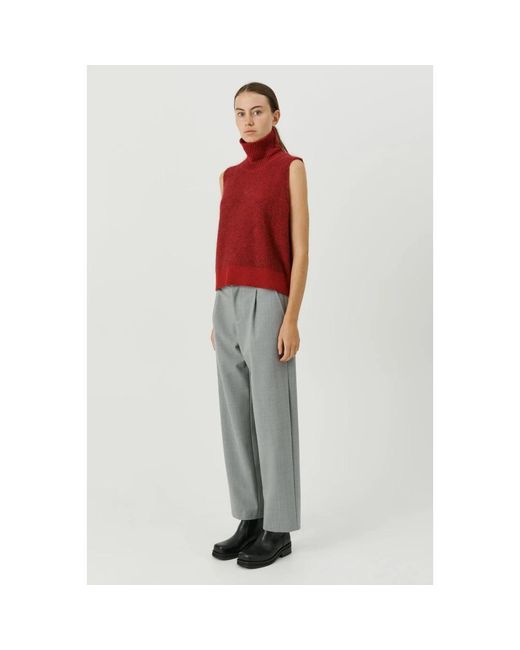 Soulland Truien & Vesten ,Rood ,Kasjmier Hoge Hals Kasjmier Vest in het Red