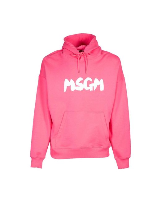 MSGM Hoodies & Sweatvesten ,Roze ,Katoen Fuchsia Brush Hoodie in het Pink voor heren