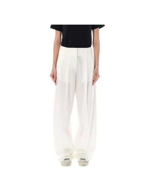 Golden Goose Deluxe Brand White Wide Trousers