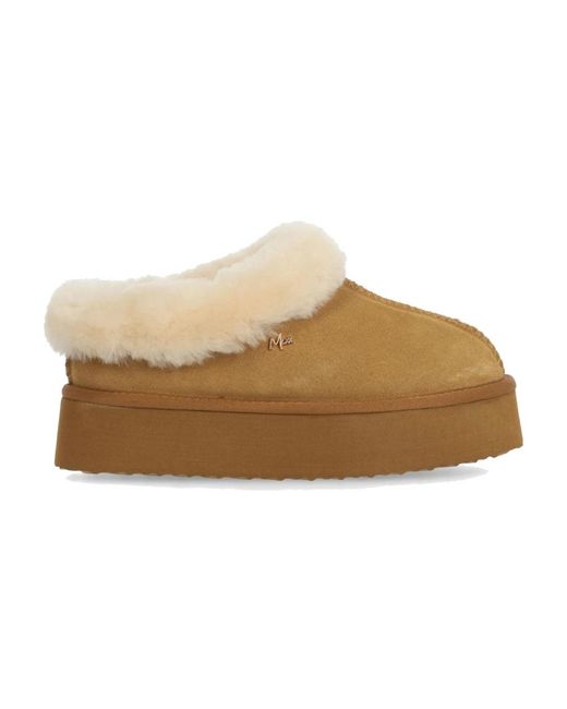 Mexx Schoenen ,Bruin ,Bruine Binnenslippers Voor Vrouwen in het Natural
