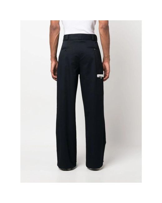 Palm Angels Blue Wide Trousers for men