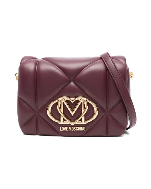 Love Moschino Purple Bordeaux Quilted Kettentasche