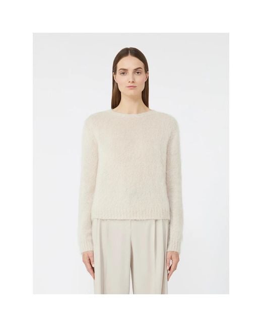 Max Mara White Round-Neck Knitwear