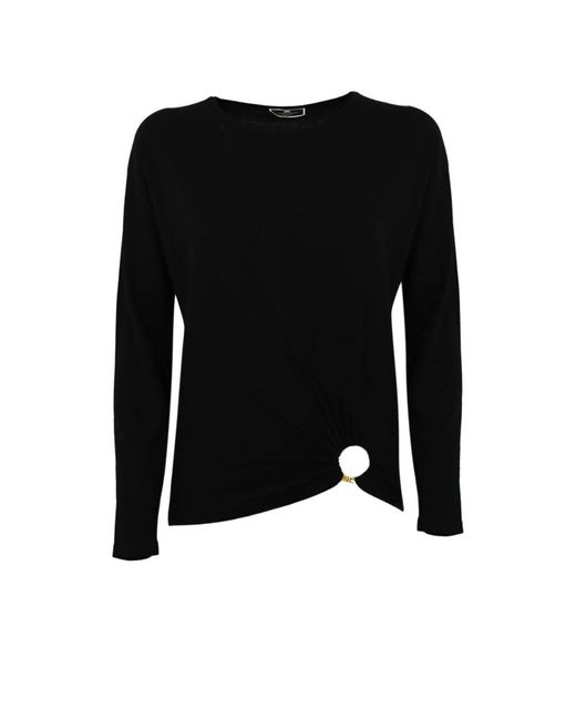 Elisabetta Franchi Black Round-Neck Knitwear
