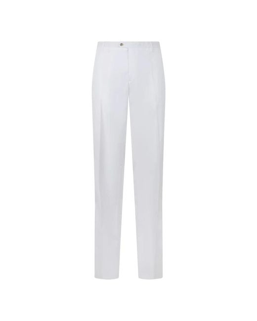 Fedeli White Straight Trousers for men