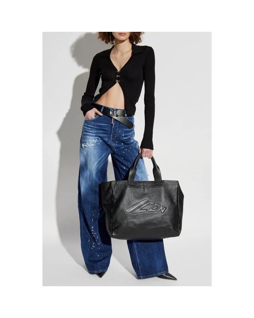 DSquared² Truien & Vesten ,Zwart ,Katoen Geribbelde Cardigan in het Black