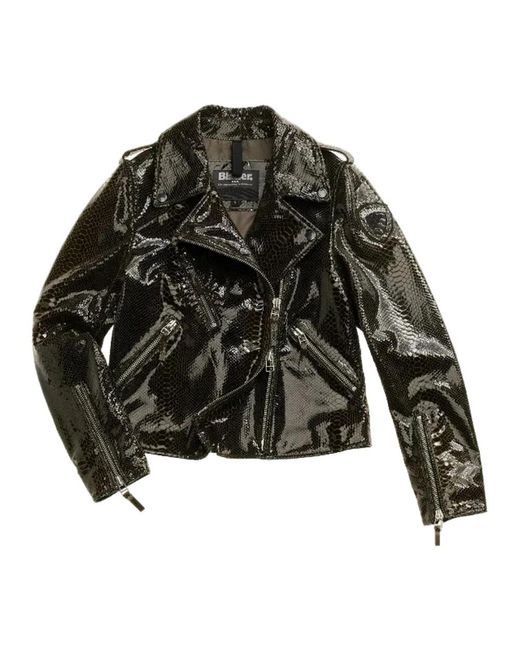 Blauer Green Lederjacke Mit Stil