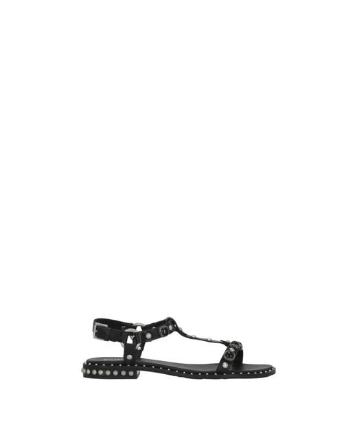 Ash Black Flat Sandals