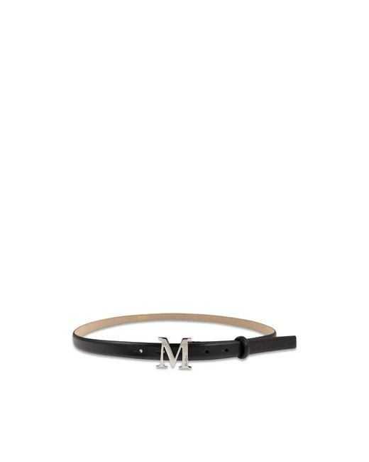 Max Mara Black Leder-Monogramm-Gürtel