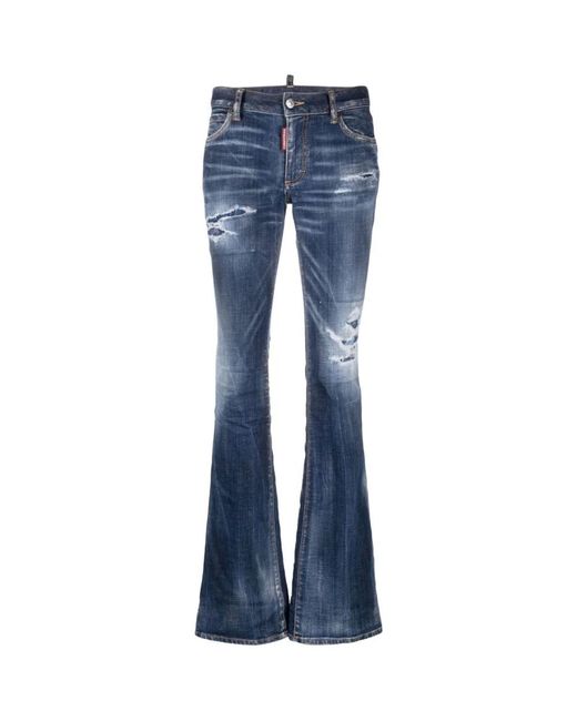 DSquared² Blue Retro Distressed Flared Jeans