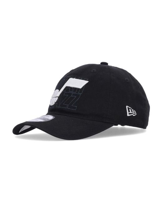 KTZ Accessoires ,Zwart ,Katoen Utah Jazz Gebogen Klep Pet Nba Concept in het Black voor heren