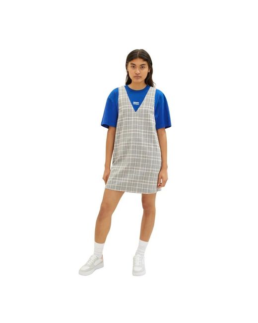 Tom Tailor Geruite Mini Jurk in het Blue