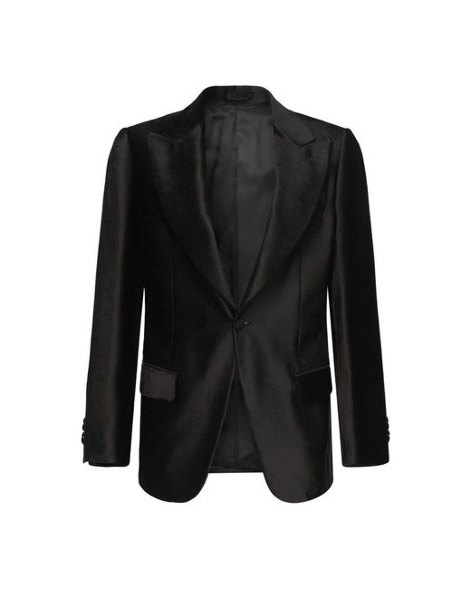 Lardini Schwarze wildlederjacke mit einem knopf in Black für Herren