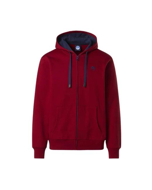 North Sails Hoodies & Sweatvesten ,Rood ,Katoen Full-Zip Hoodie Met Geborduurd Logo in het Red voor heren