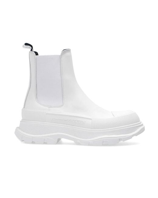 Alexander McQueen White Chelsea Boots