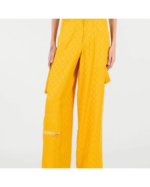Roberto Cavalli Yellow Wide Trousers