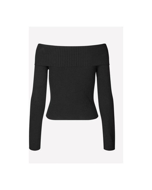 Envii Truien & Vesten ,Zwart ,Off-Shoulders Gebreide Top Zwart in het Black