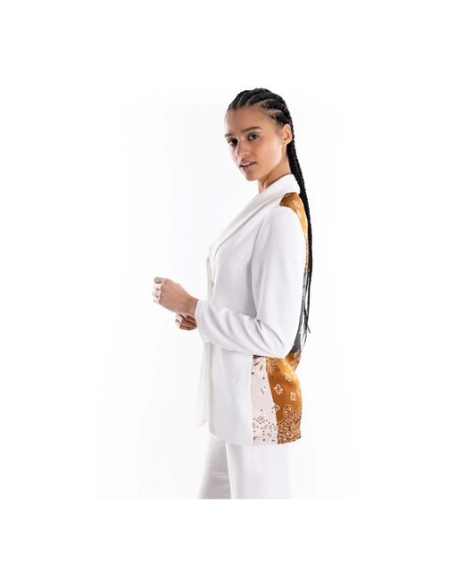 5 PROGRESS Jassen ,Wit ,Leer Bianca Double-Breasted Blazer in het White