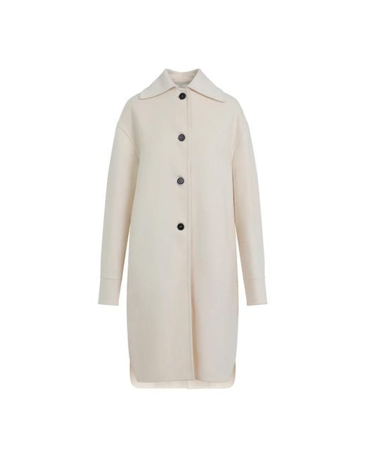 Jil Sander Single-Breasted Coats in het White