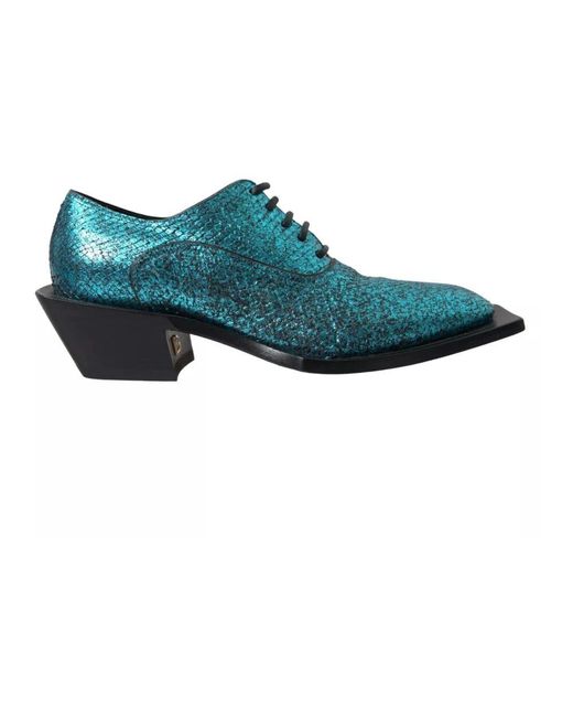 Dolce & Gabbana Blaue leder derby blockabsätze in Blue für Herren