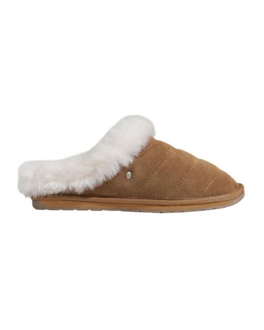 EMU Mayberry Suede Quilted Slipper in het Brown
