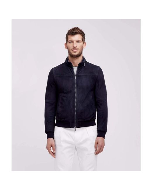 Gimo's Jassen ,Blauw ,Suède Leather Jassen in het Blue voor heren
