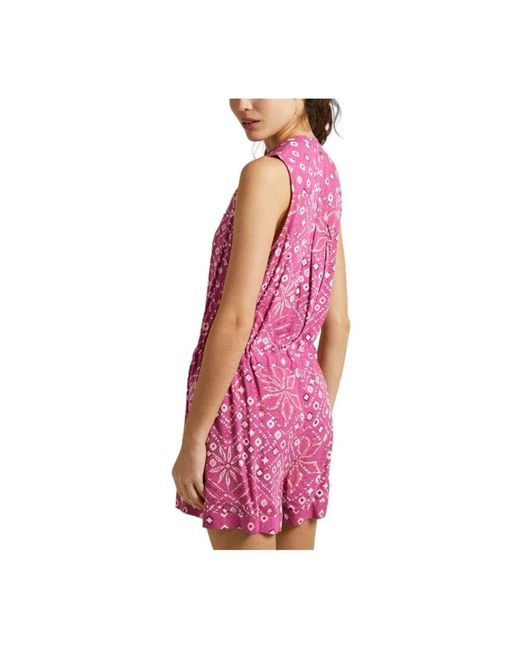 Pepe Jeans Pink Rosa blumig ärmelloses jumpsuit