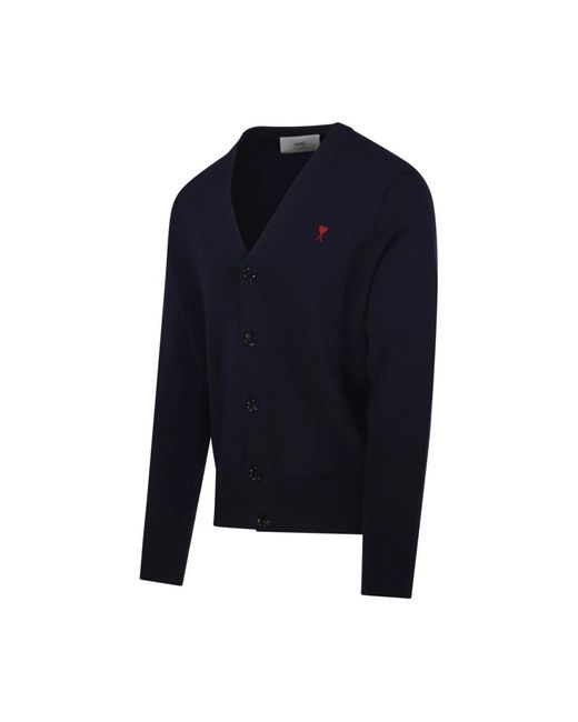 AMI Truien & Vesten ,Zwart ,Wol Merino V-Hals Vest in het Blue voor heren
