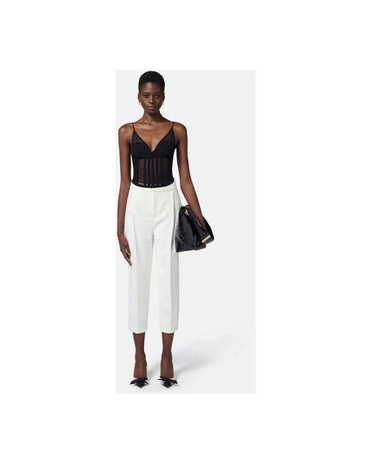 Elisabetta Franchi White Cropped Trousers