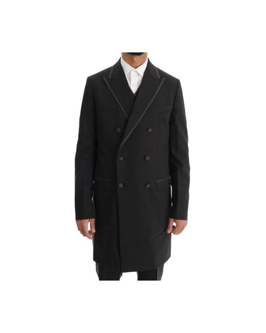Dolce & Gabbana Black Double-Breasted Coats for men