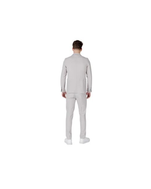 MULISH Gray Single Breasted Suits for men