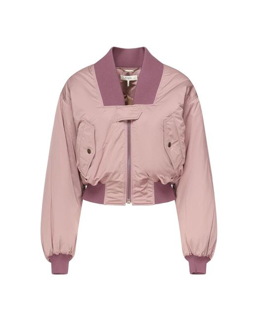 Chloé Roze Nylonjas Met Geribbelde Afwerking in het Pink