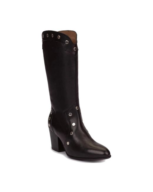 Wonders Black Cowboy & Biker Boots