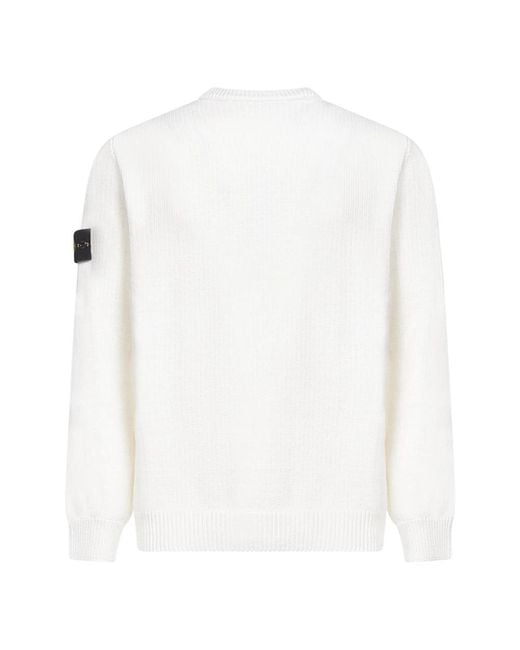 Stone Island White Round-Neck Knitwear for men