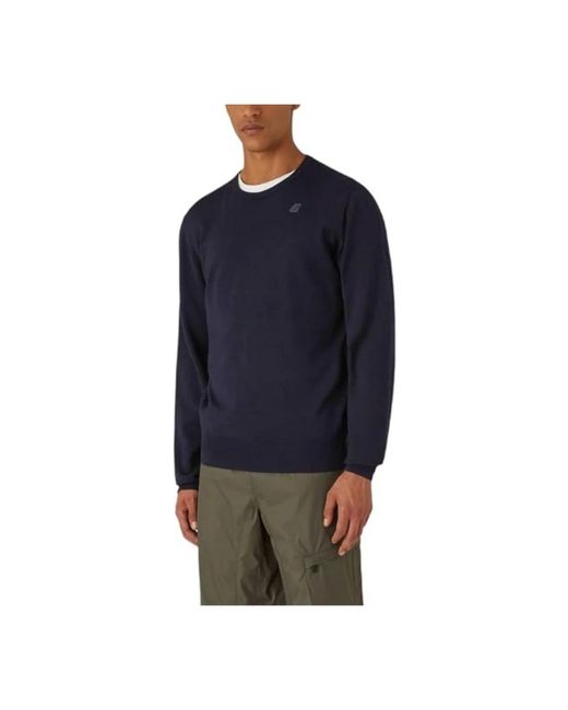 K-Way Blauer Merino-Wollpullover Mit Langen Ärmeln in Blue für Herren