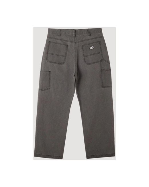 Obey Gray Straight Trousers for men