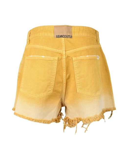 Semicouture Yellow Denim Shorts